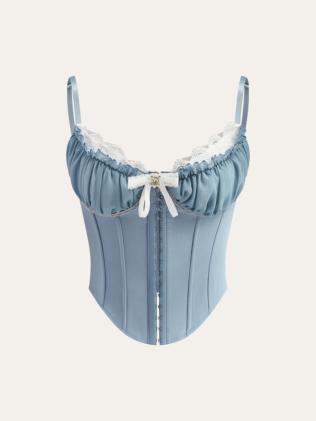 Sweetheart Bow Detail Corset Top in Blue — Svelte Chic