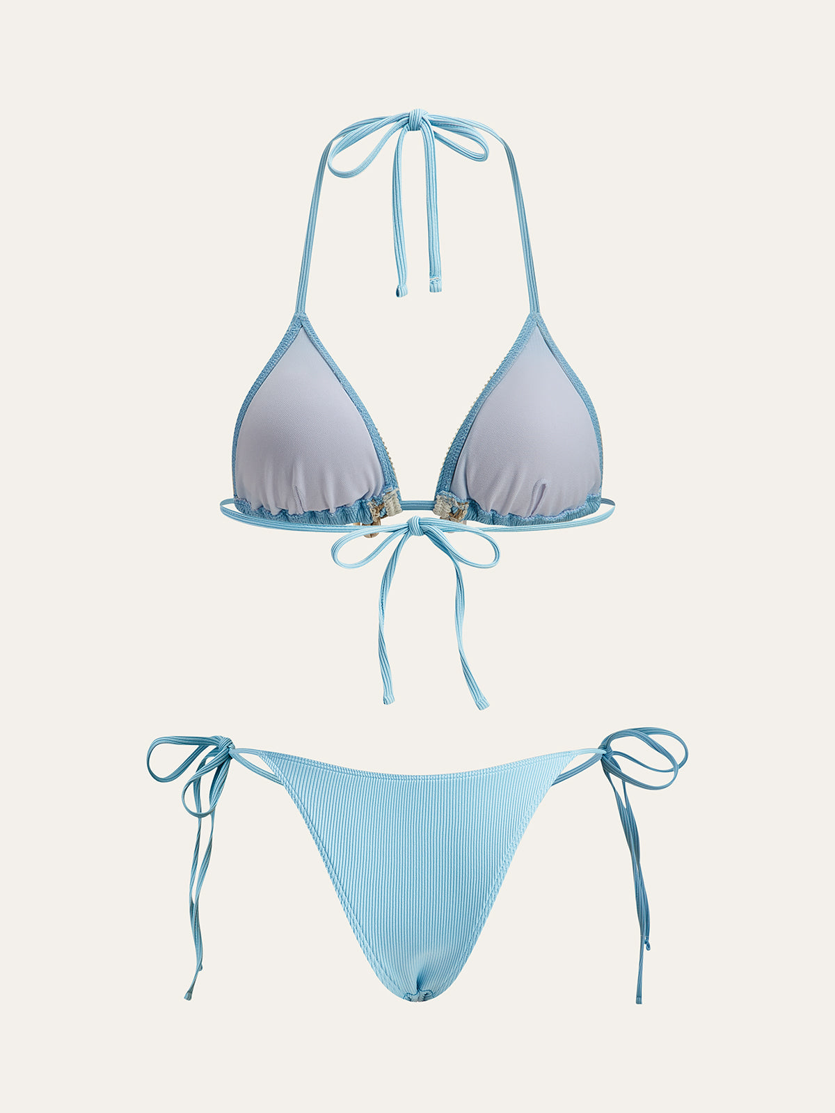 Shell Charm Contrast Trim Bikini Set — Svelte Chic