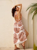 Floral Halter Side Slit Maxi Dress in Orange — Svelte Chic