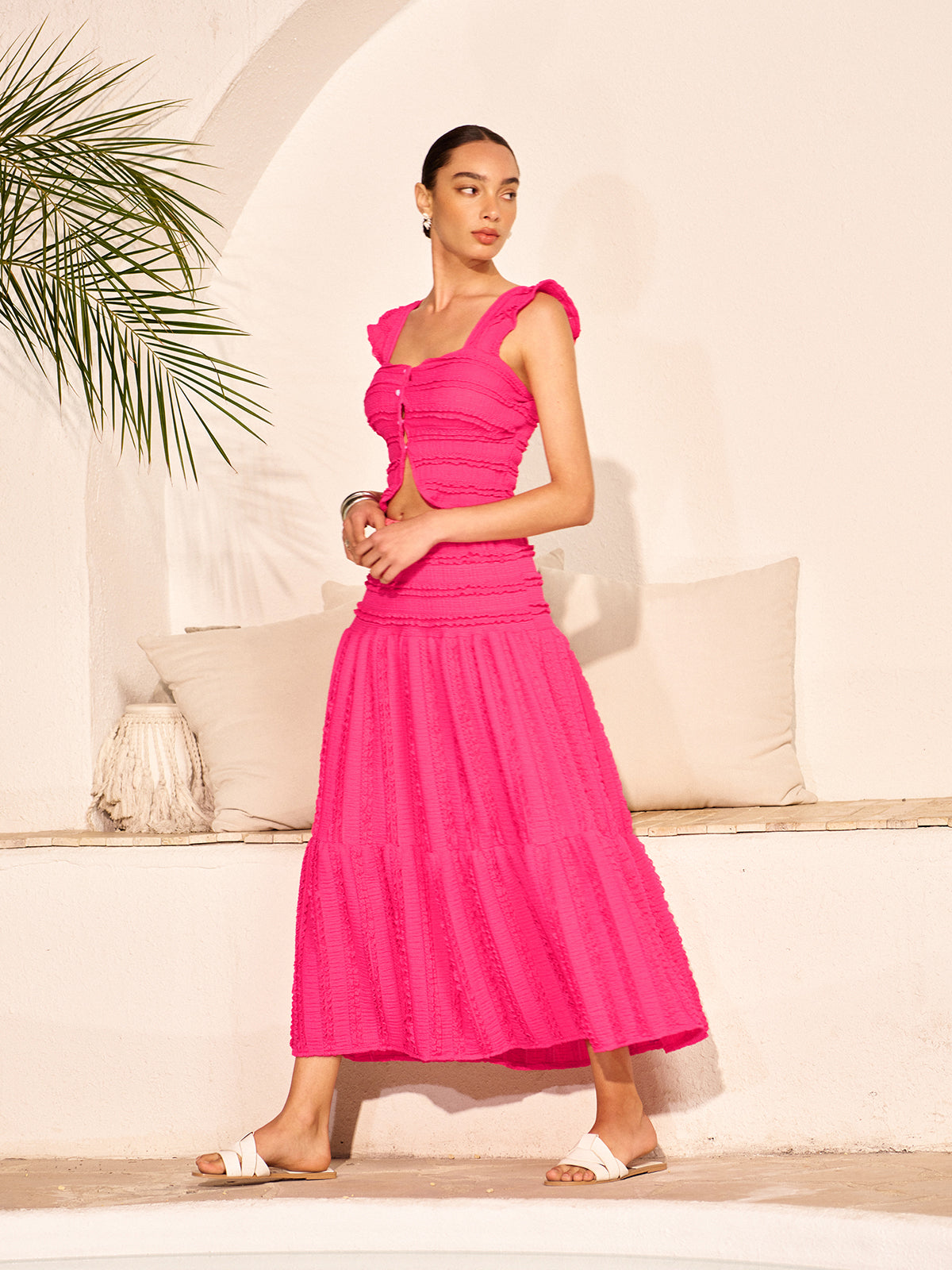 Button Cropped Top and Maxi Skirt Set — Svelte Chic