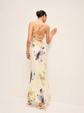 Floral Backless Cami Maxi Dress in Apricot — Svelte Chic