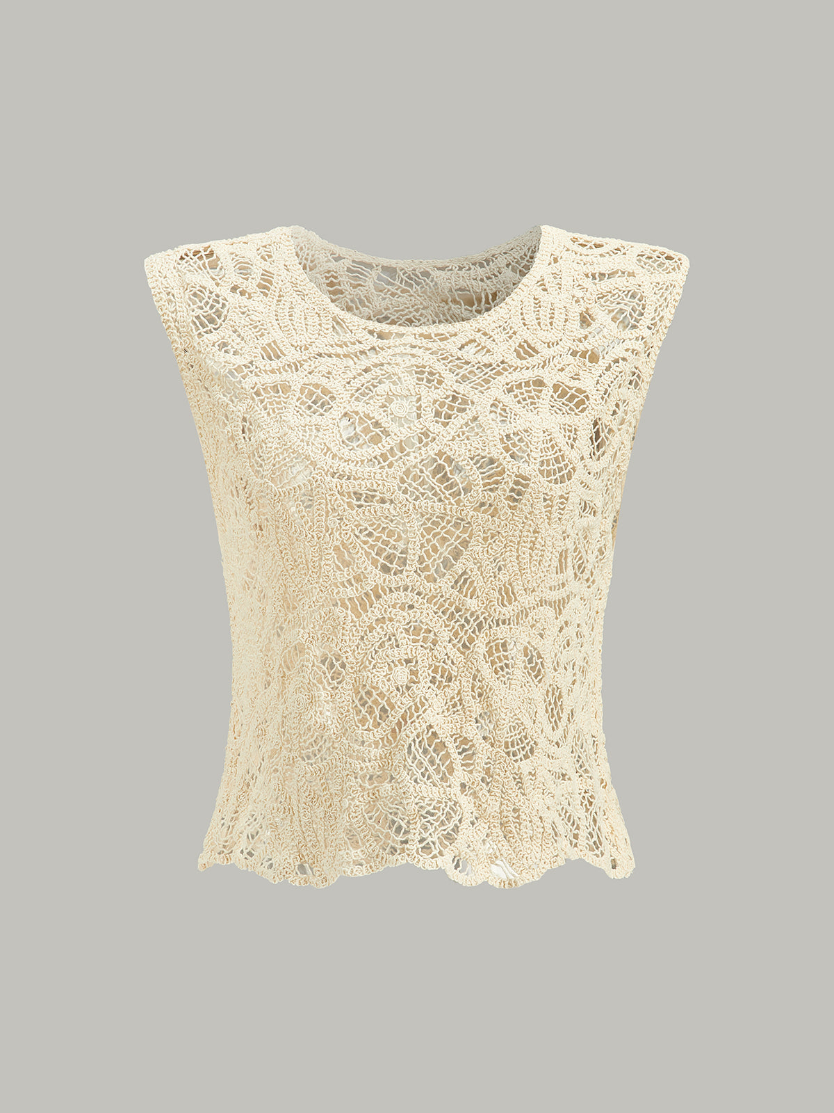 Lace Embroidered Cutout Knit Vest in Apricot — Svelte Chic
