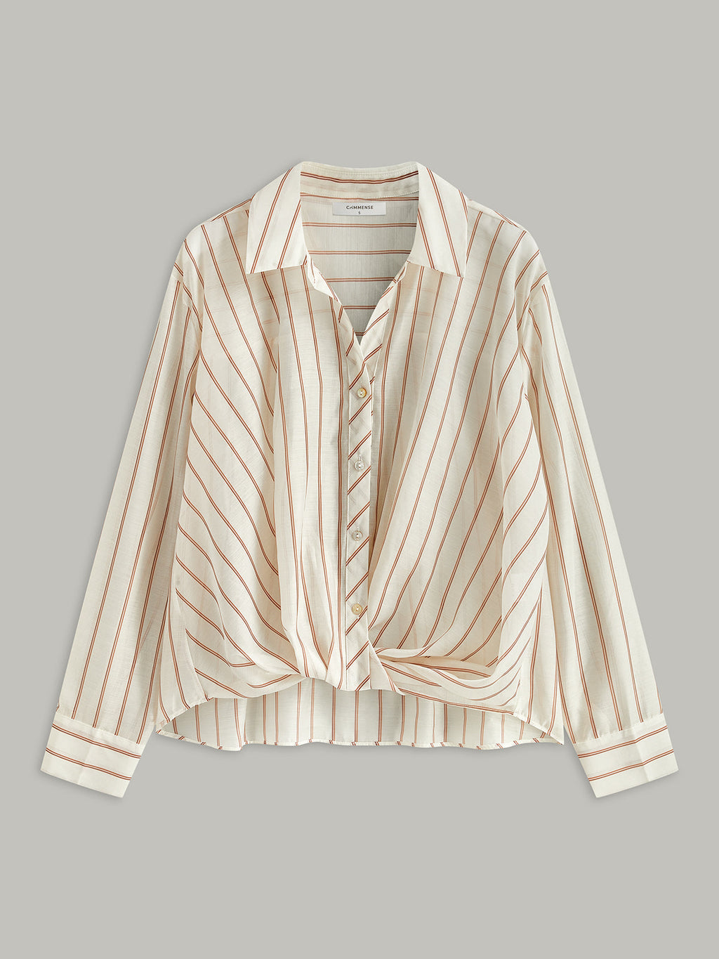 Semi-Sheer Striped Shirt in Beige — Svelte Chic