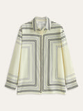 Striped Long Sleeve Shirt in Off-White — Svelte Chic
