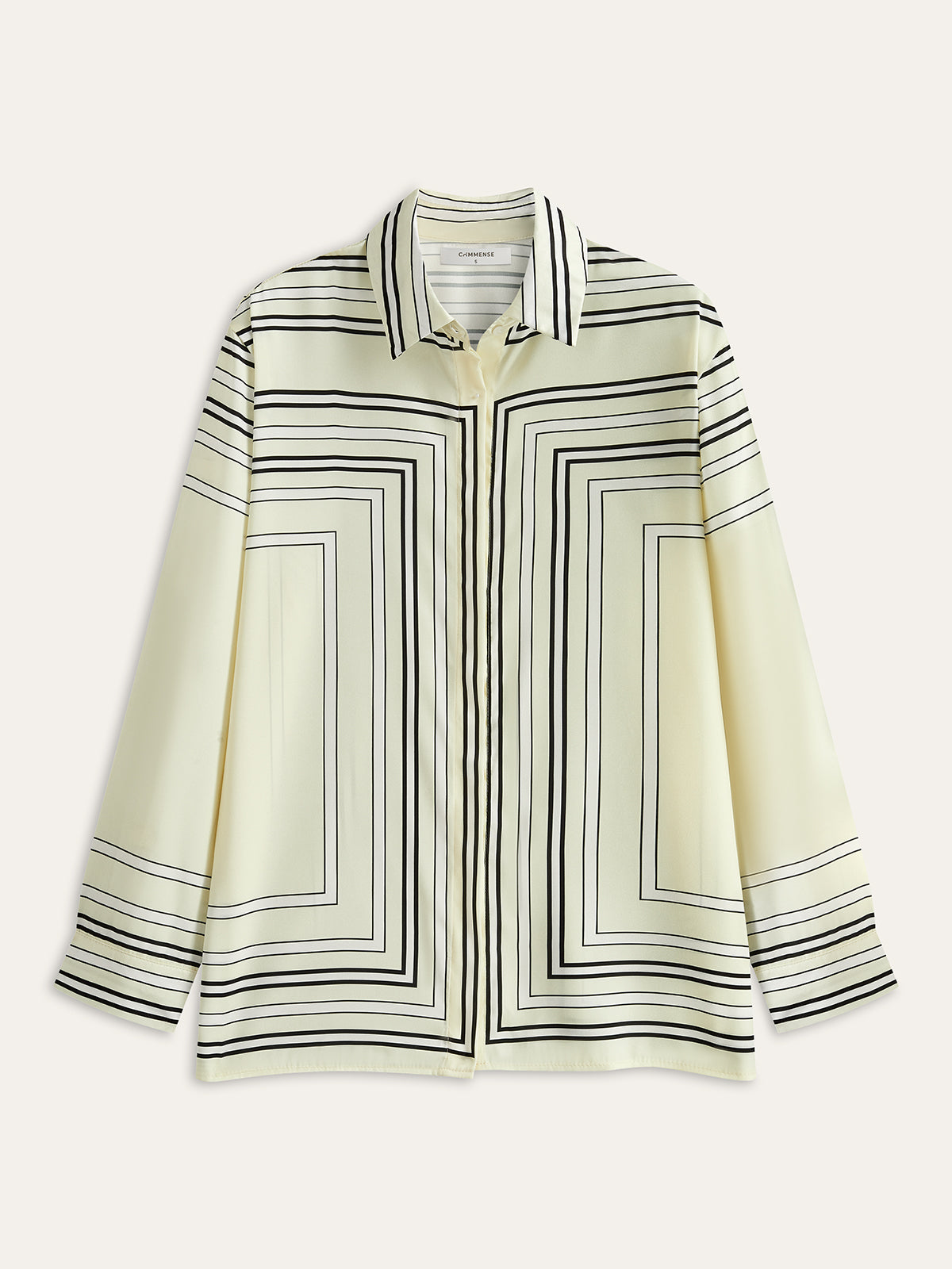 Striped Long Sleeve Shirt in Off-White — Svelte Chic