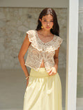 Ruffle Collar Cotton Top in Apricot — Svelte Chic