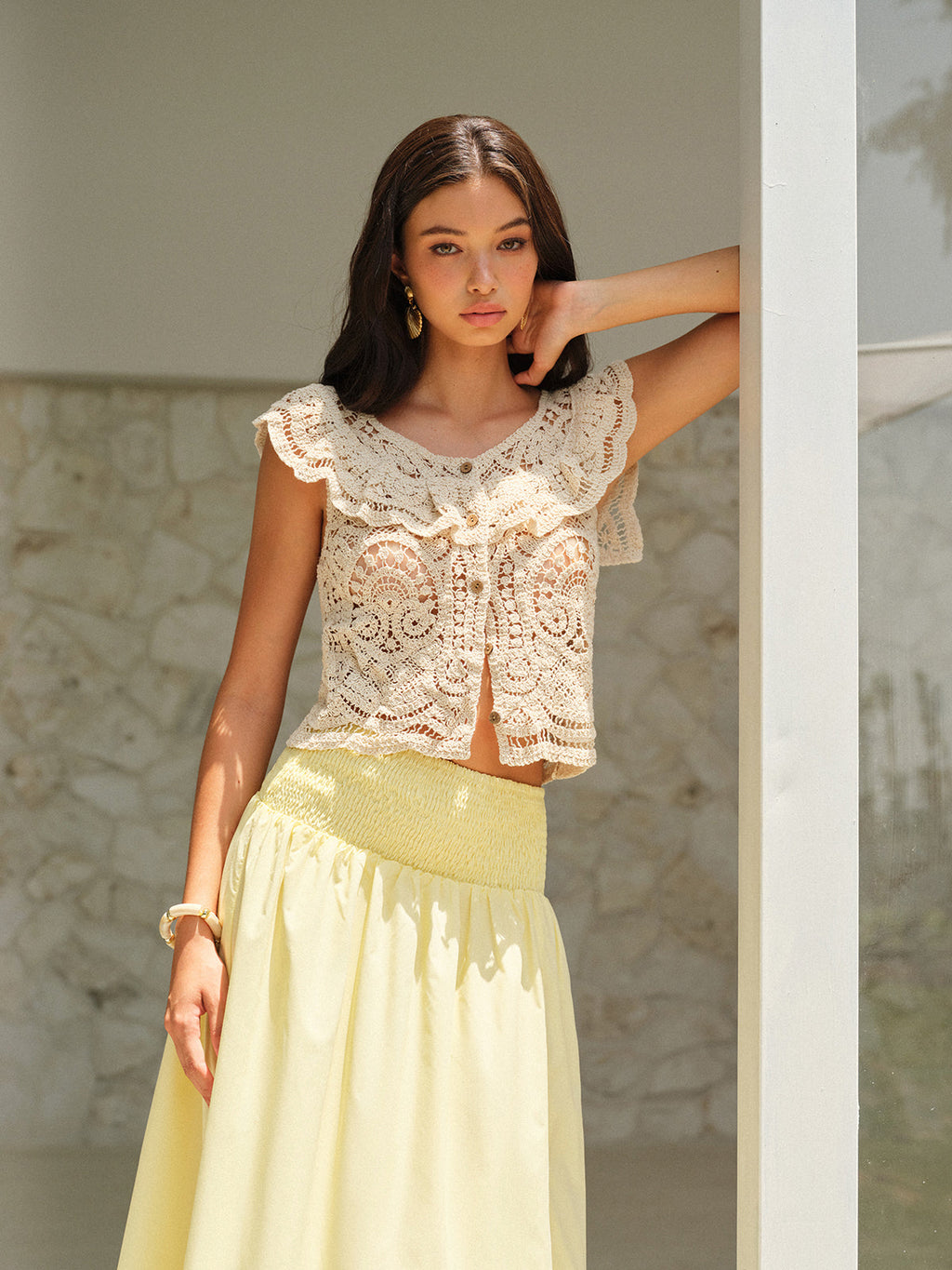 Ruffle Collar Cotton Top — Svelte Chic