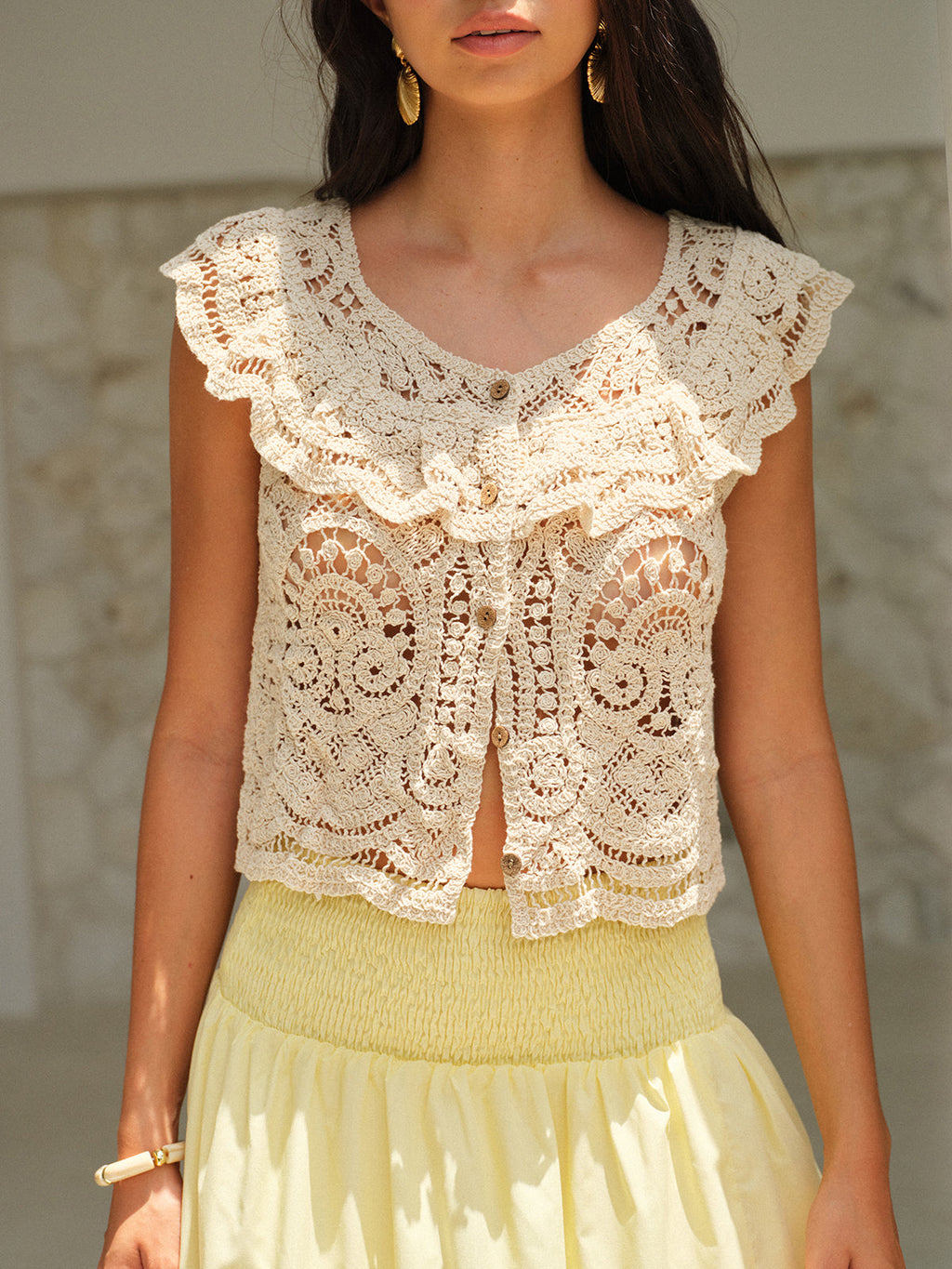 Ruffle Collar Cotton Top — Svelte Chic