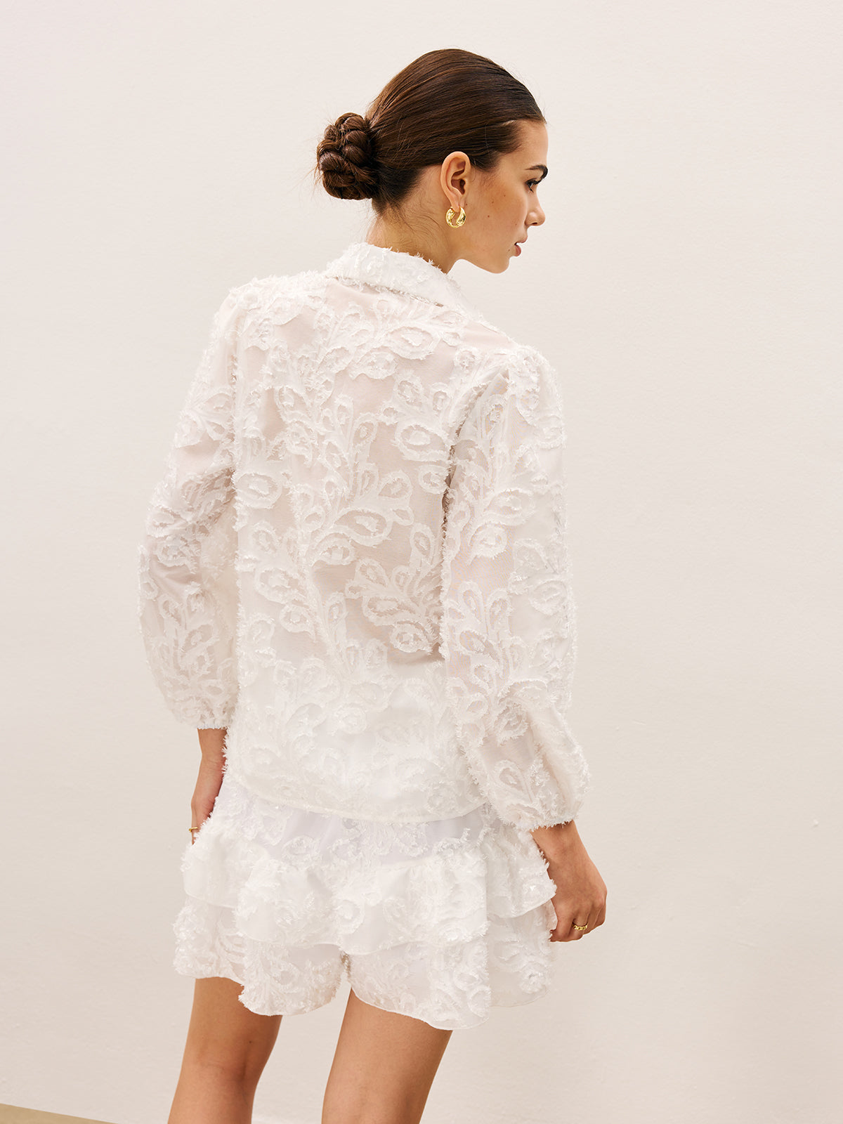 Semi-Sheer Embroidered Pleated Skirt Set — Svelte Chic