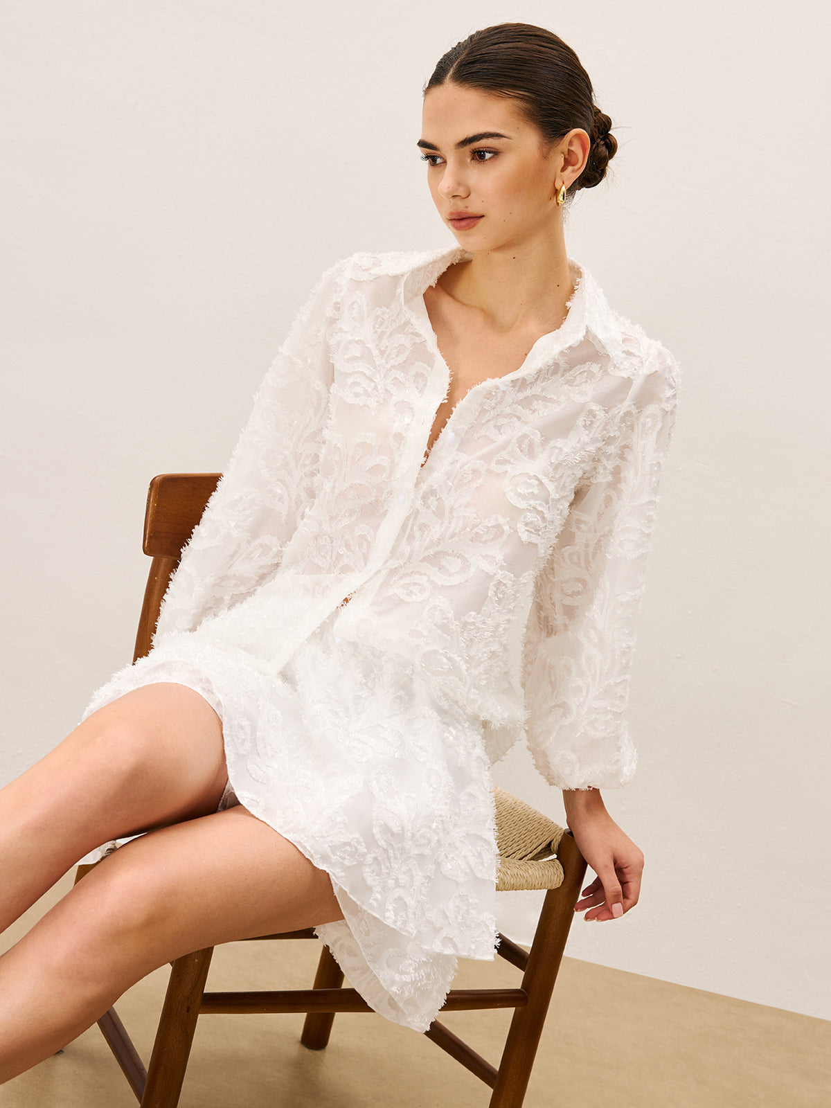 Semi-Sheer Embroidered Pleated Skirt Set — Svelte Chic
