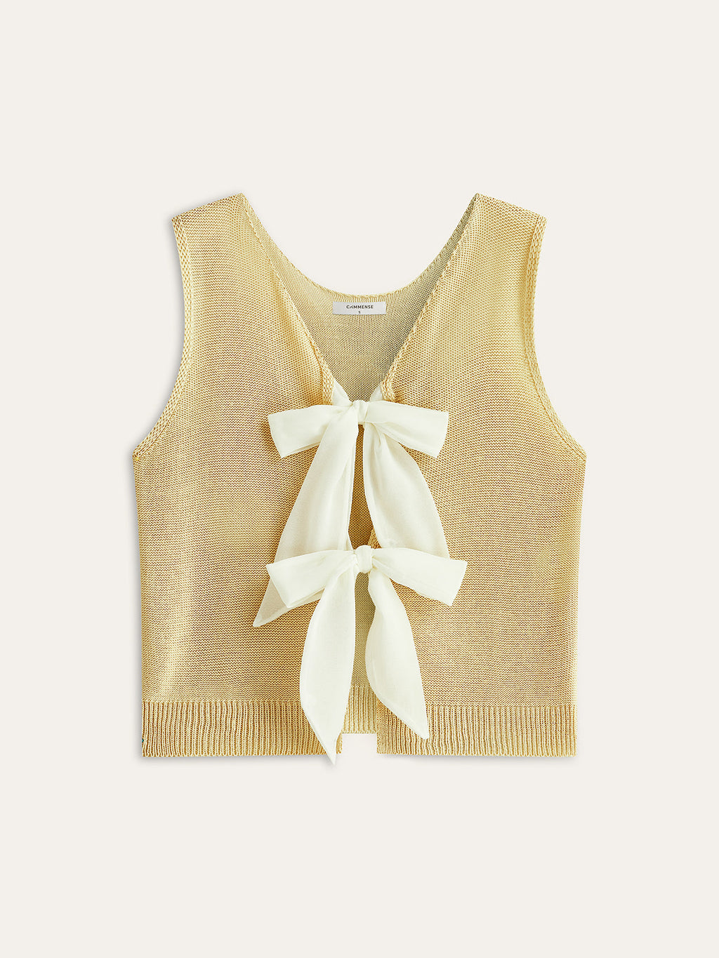 Bow Detail Knit Vest in Yellow — Svelte Chic