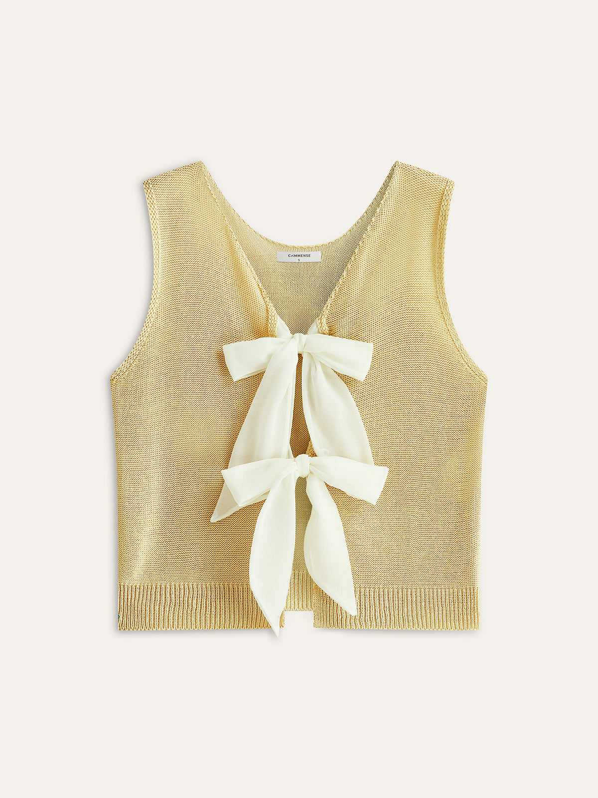 Bow Detail Knit Vest in Yellow — Svelte Chic