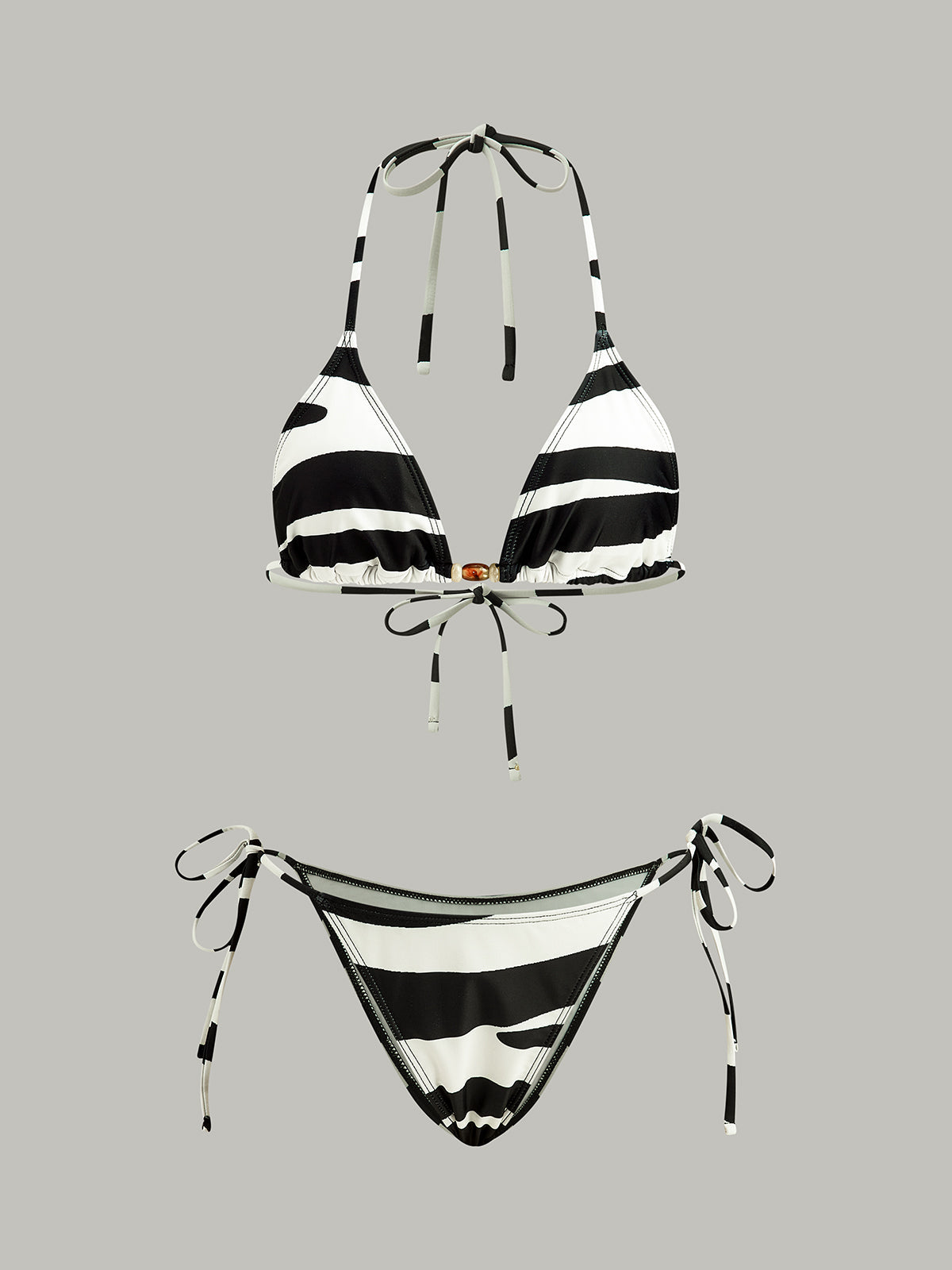 Striped Halter Bikini Set in Black & White — Svelte Chic