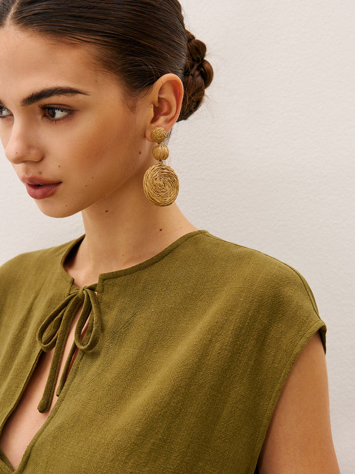 Üç Halka Raffia Küpe, Zarif Stilde