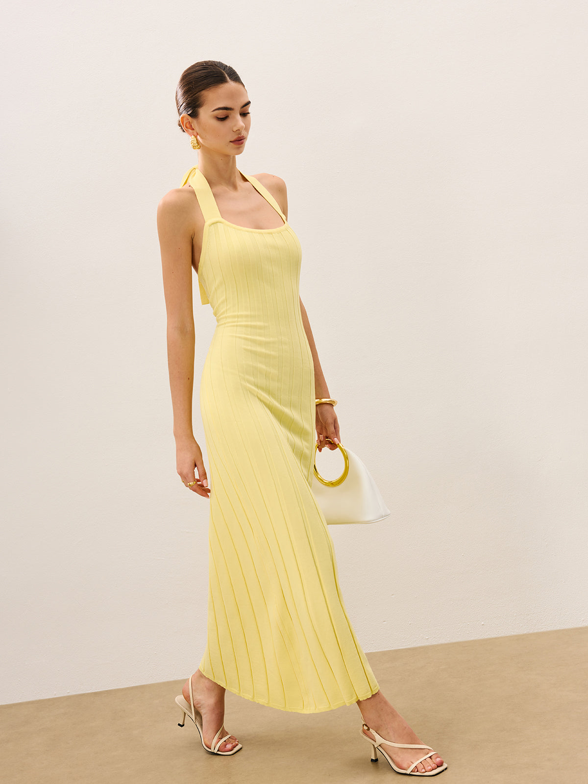 Halter Ribbed Knit Maxi Dress — Svelte Chic