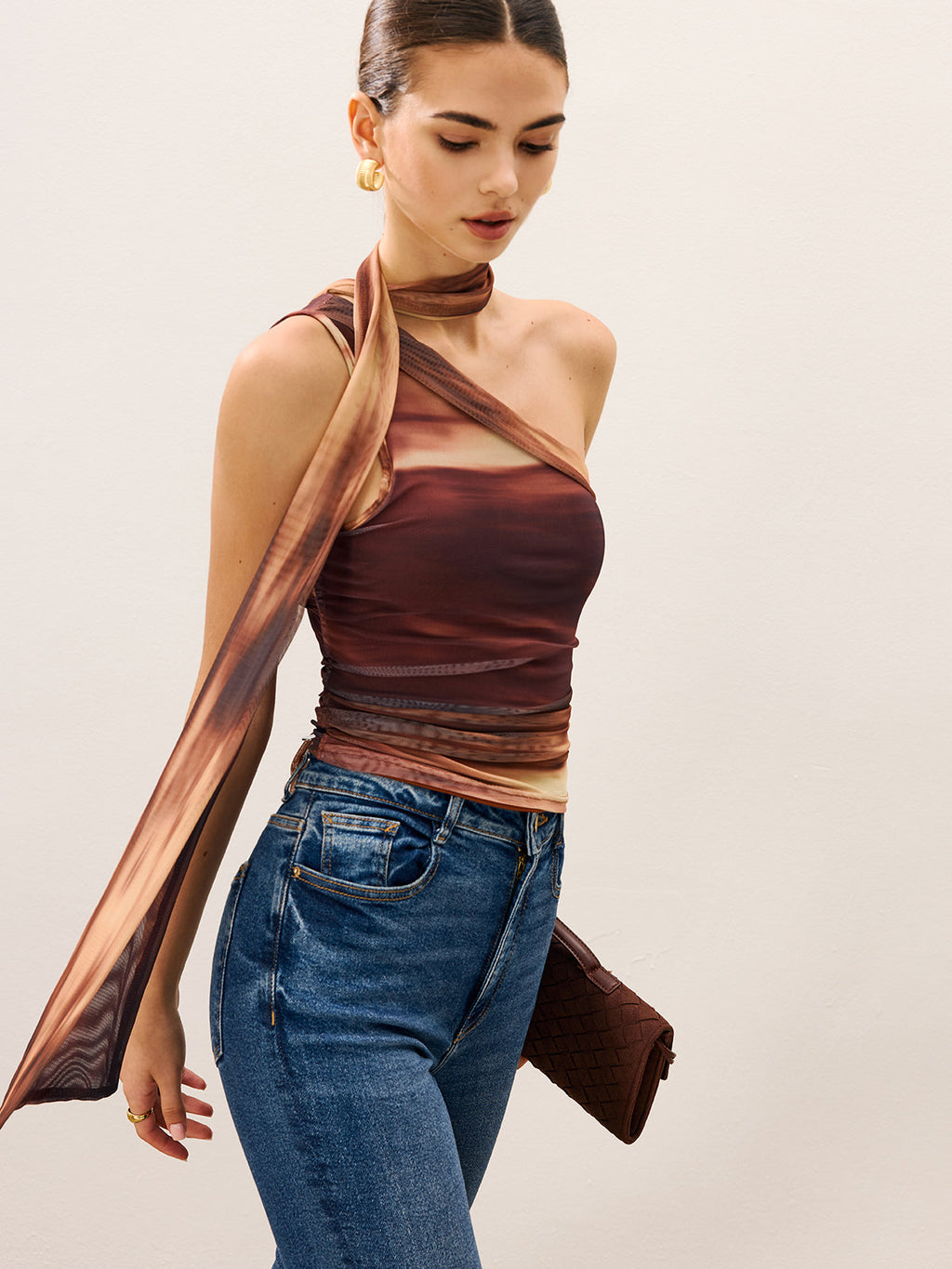 One Shoulder Mesh Cropped Top — Svelte Chic