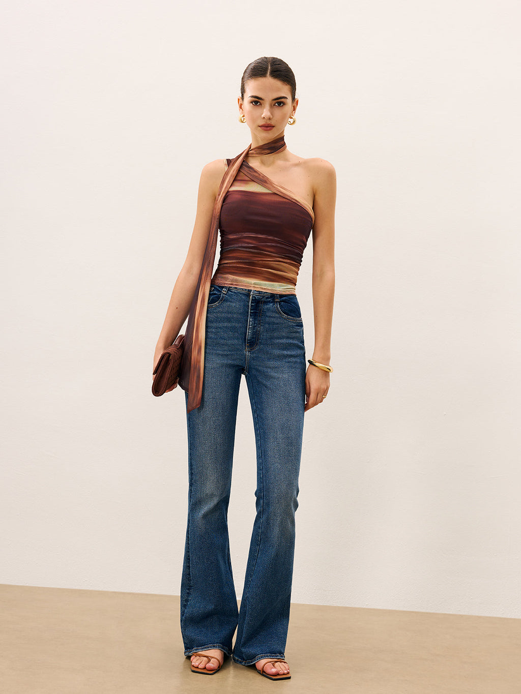 One Shoulder Mesh Cropped Top — Svelte Chic