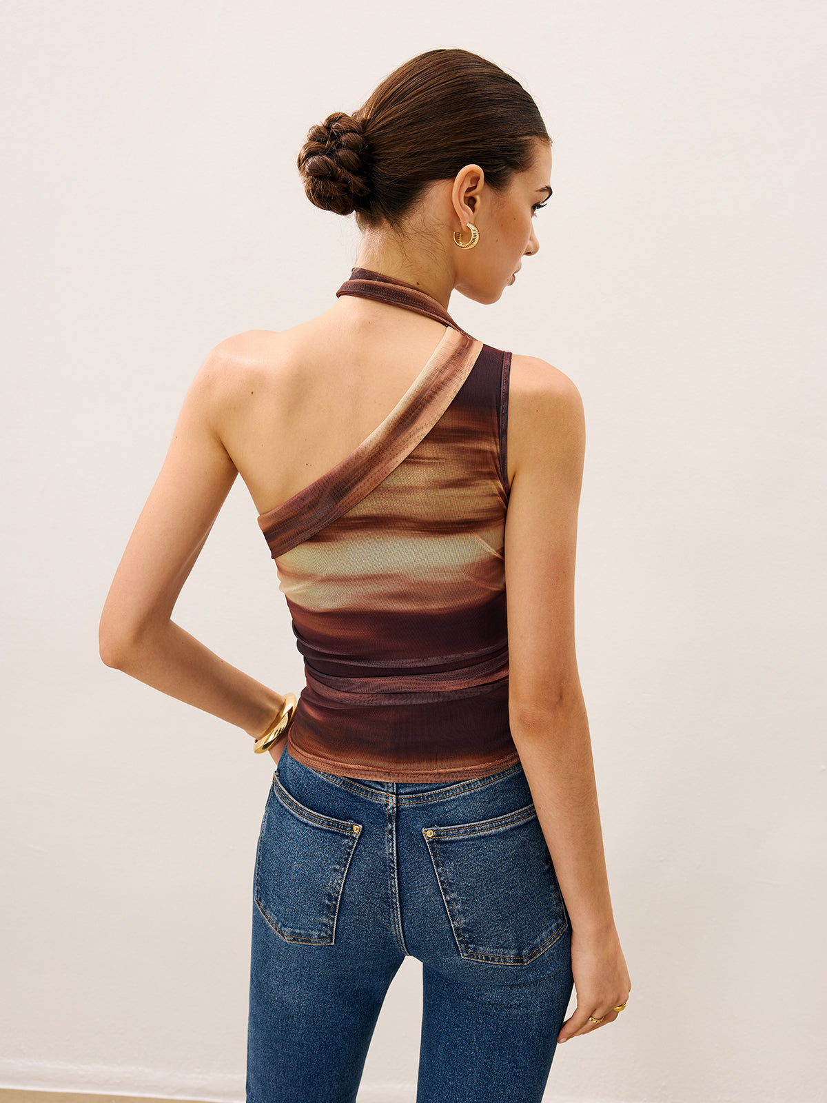 One Shoulder Mesh Cropped Top — Svelte Chic
