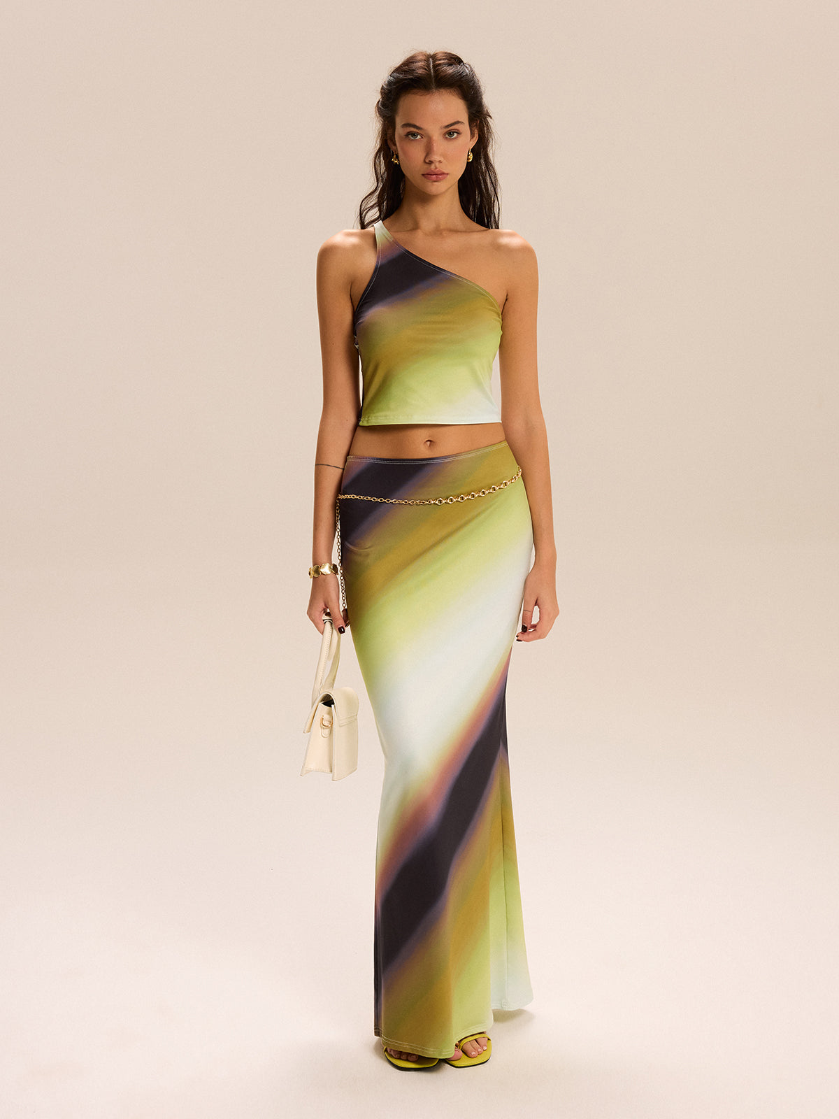 Gradient One Shoulder Skirt Set — Svelte Chic