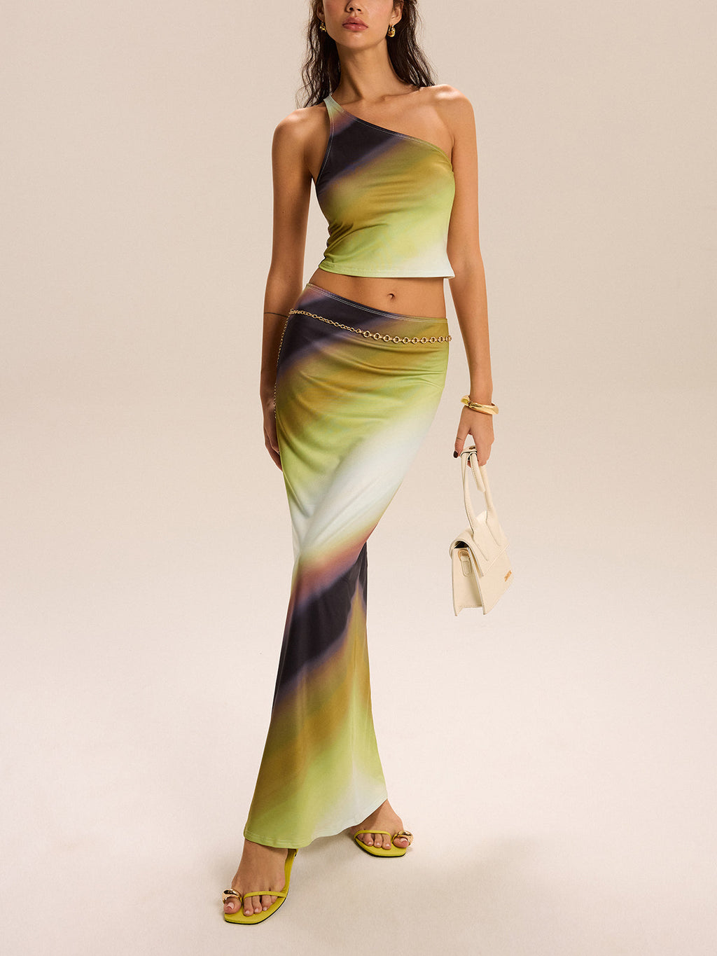 Gradient One Shoulder Skirt Set — Svelte Chic