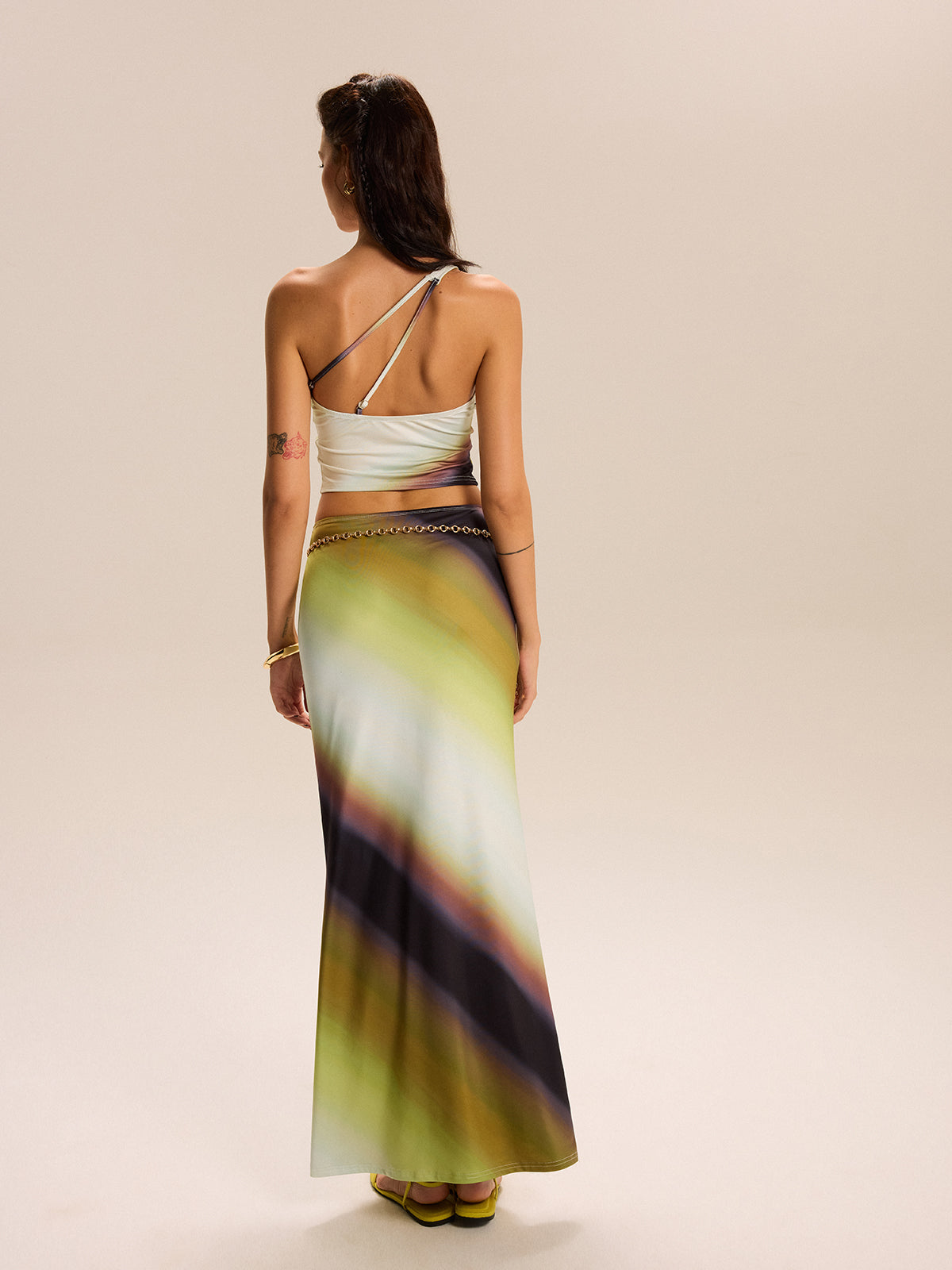 Gradient One Shoulder Skirt Set — Svelte Chic