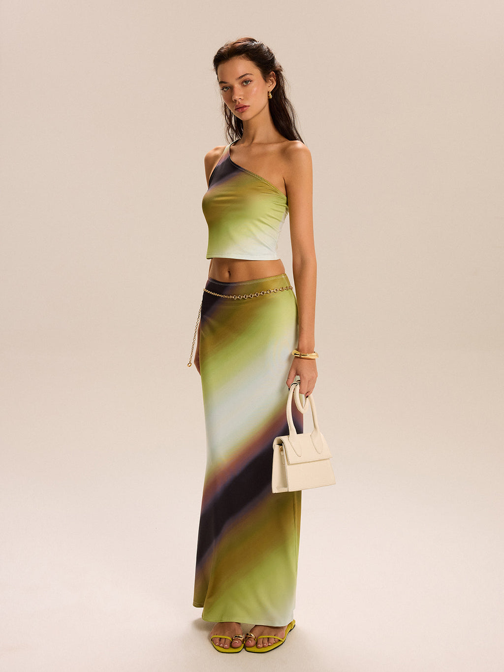 Gradient One Shoulder Skirt Set — Svelte Chic