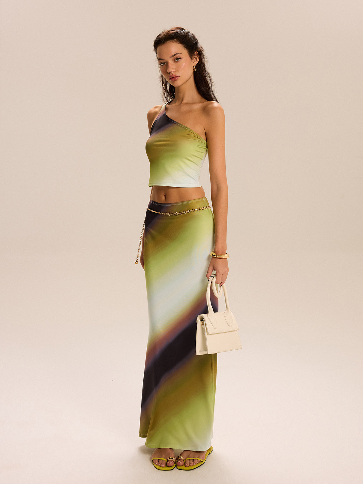 Gradient One Shoulder Skirt Set — Svelte Chic