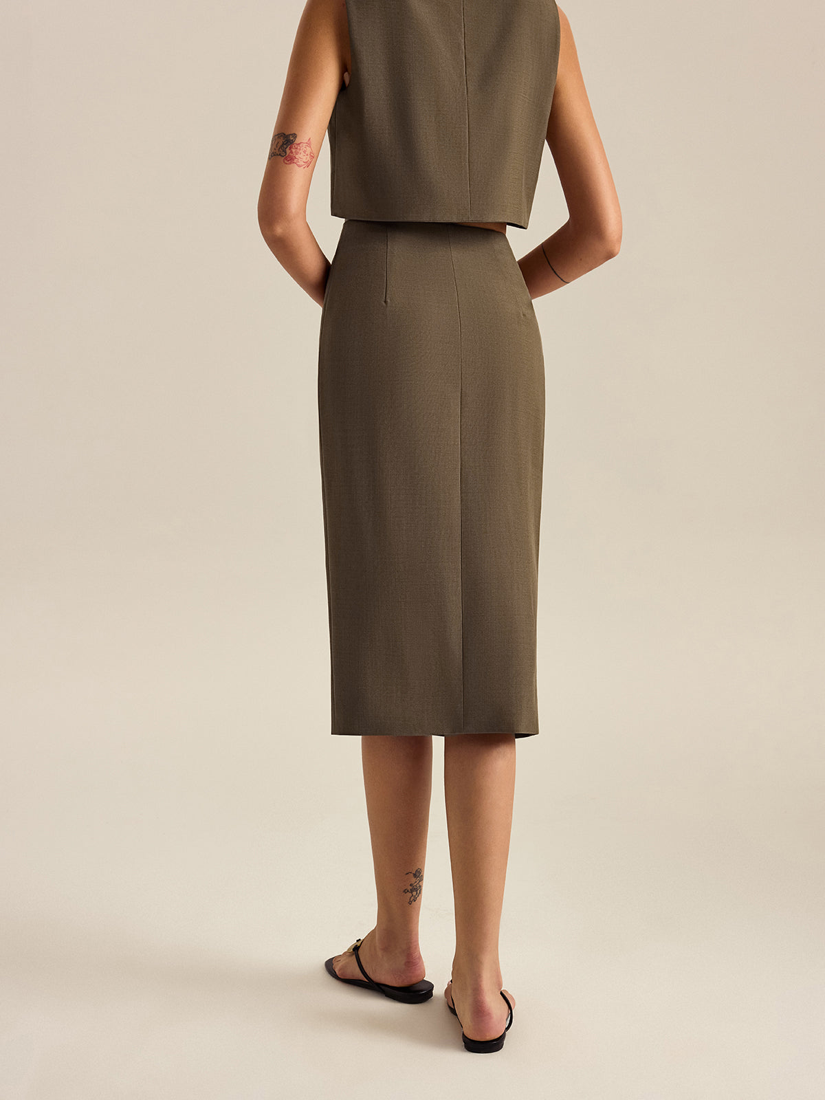Side Slit Knot Midi Skirt — Svelte Chic