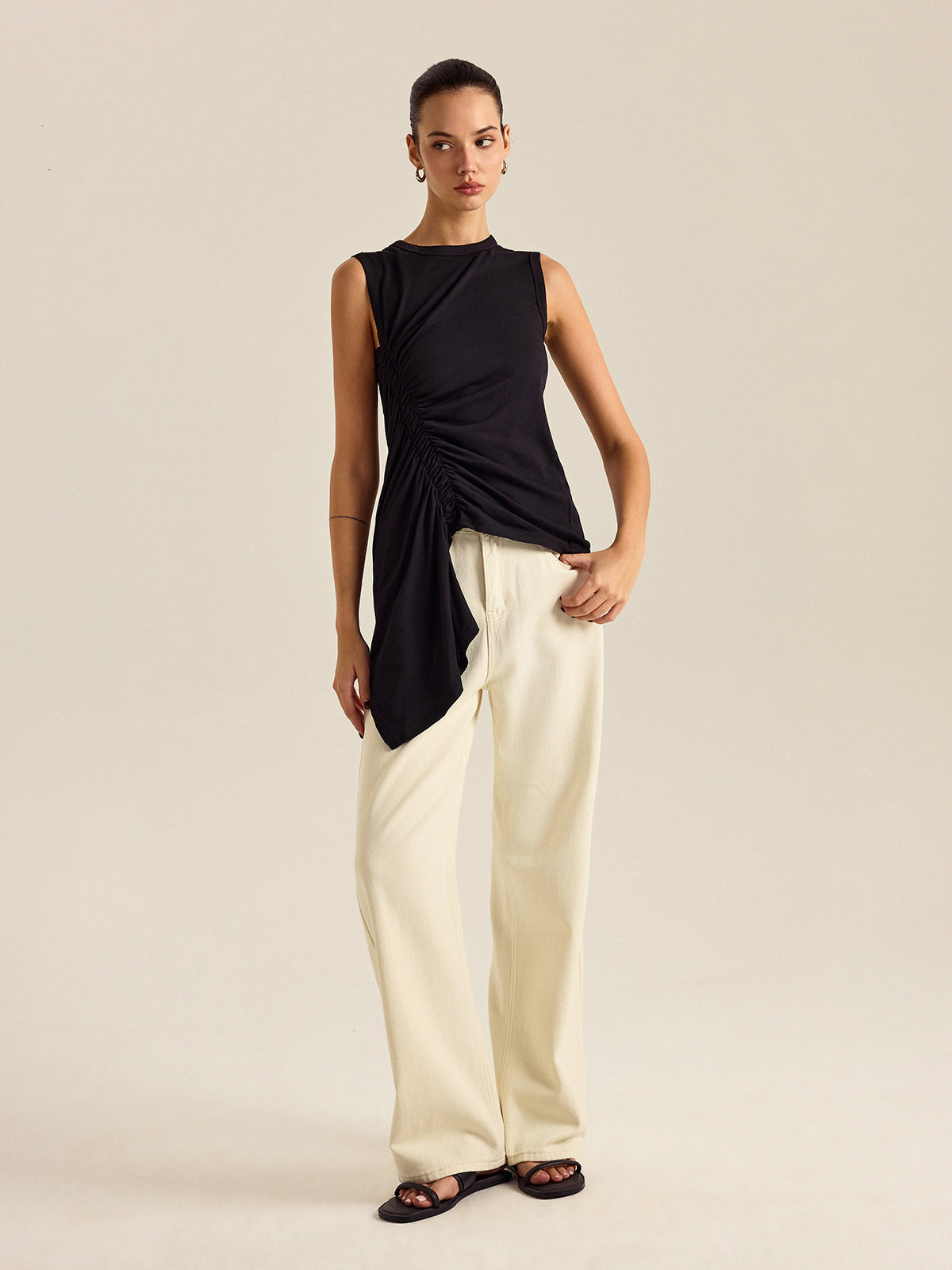 Asymmetric Pleated Tank Top — Svelte Chic