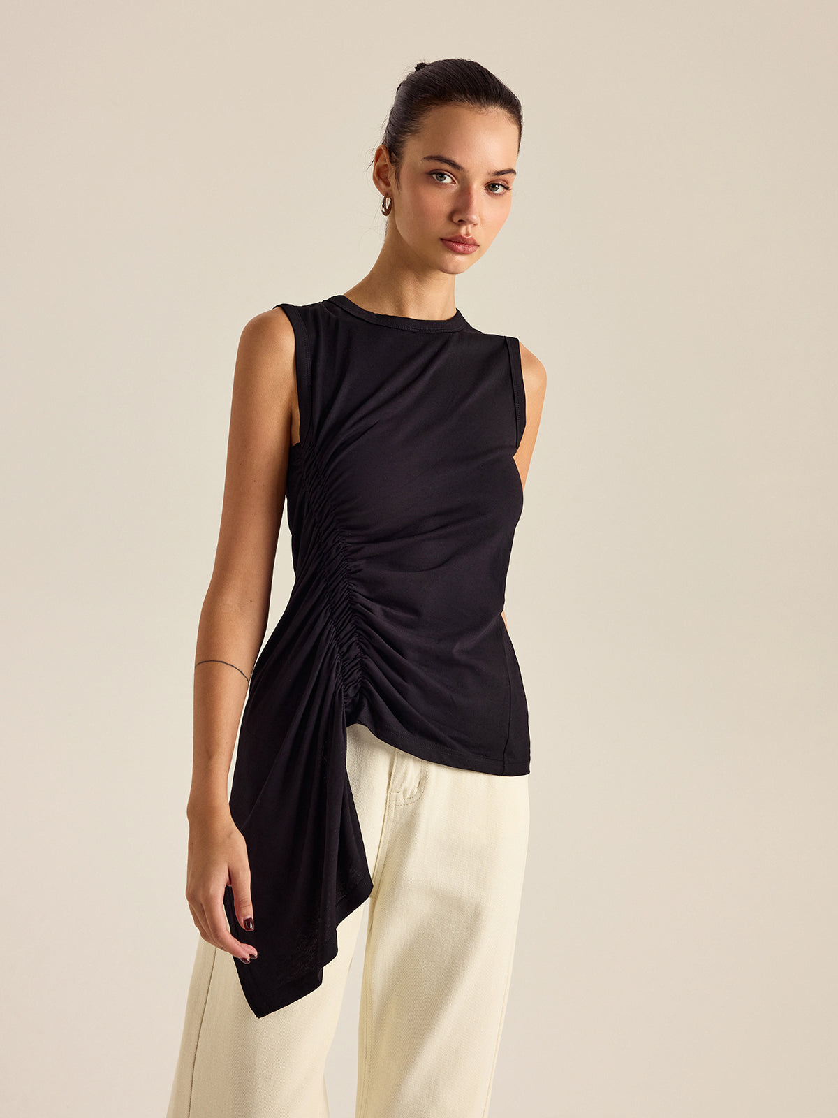 Asymmetric Pleated Tank Top — Svelte Chic