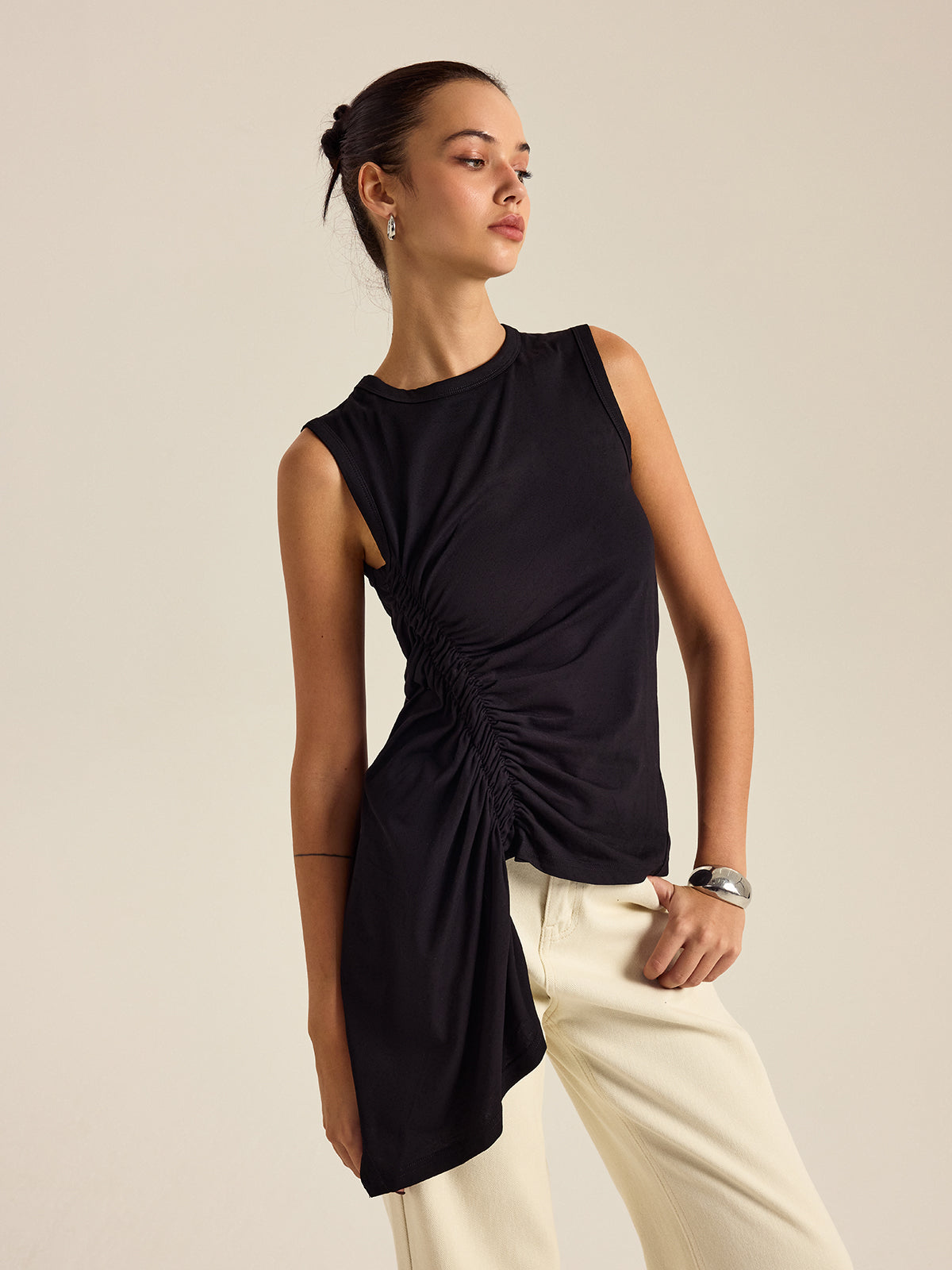 Asymmetric Pleated Tank Top — Svelte Chic