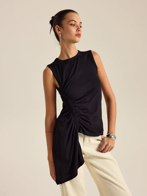 Asymmetric Pleated Tank Top — Svelte Chic