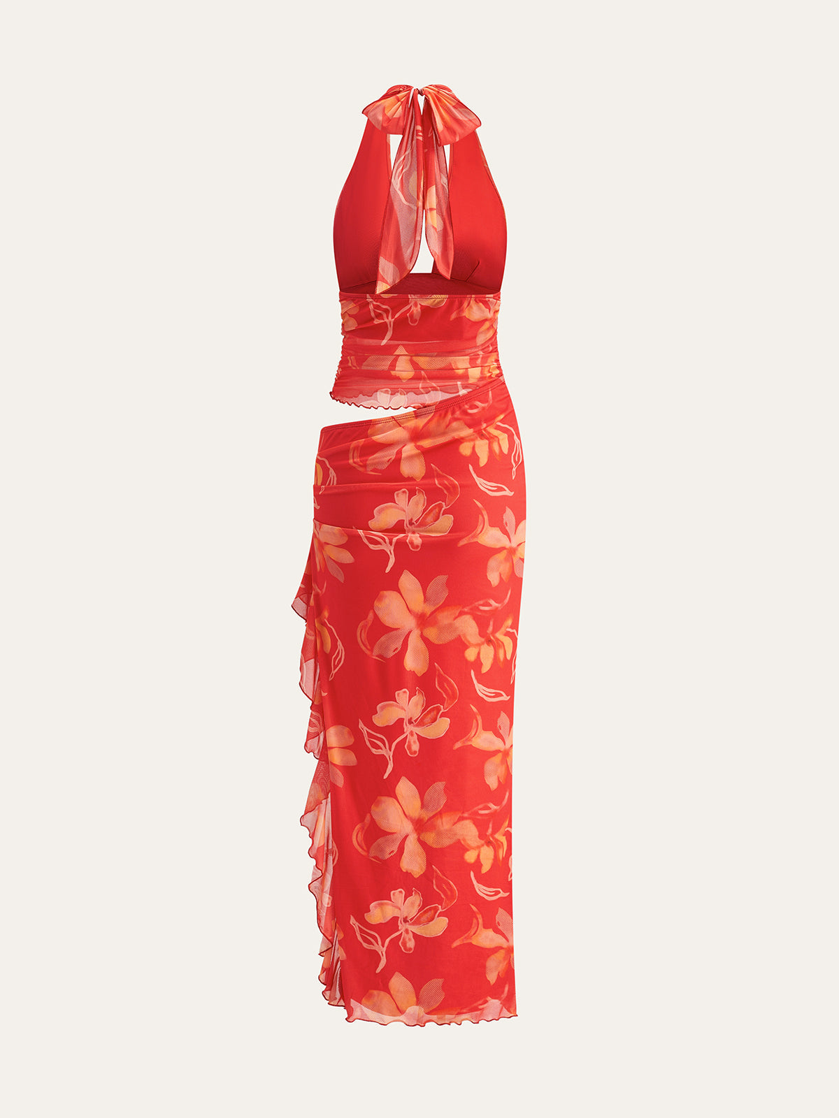 Semi-Sheer Floral Halter Maxi Dress — Svelte Chic