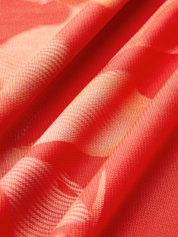 Yarım Şeffaf Çiçekli Halter Elbise