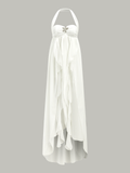 Tiered Ruffle Halter Maxi Dress in White — Svelte Chic