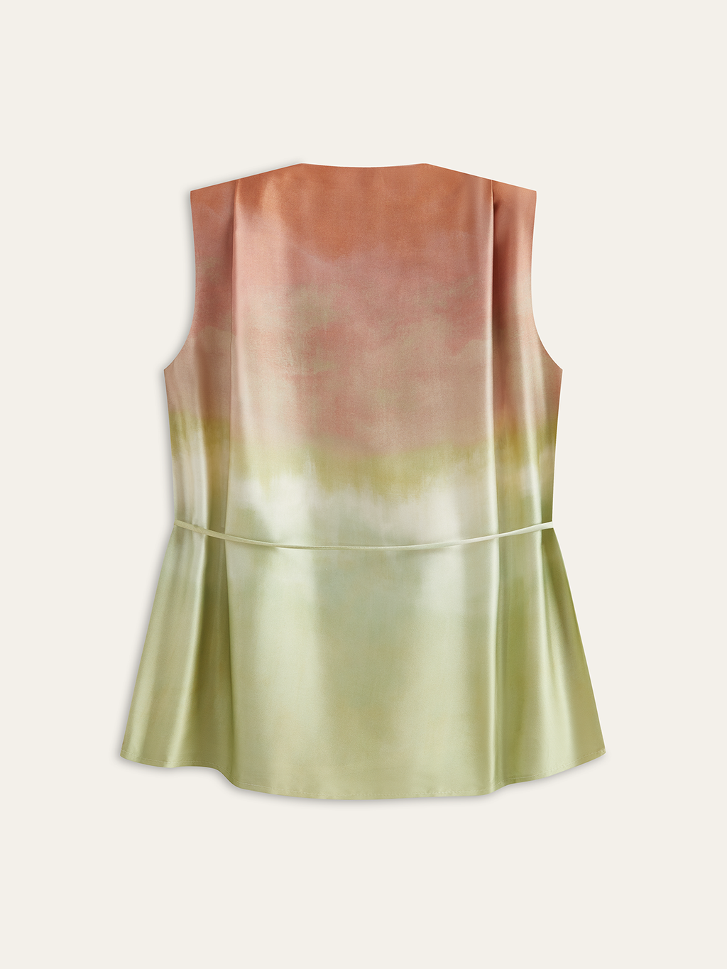 V-Neck Satin Top with Tie Belt — Svelte Chic