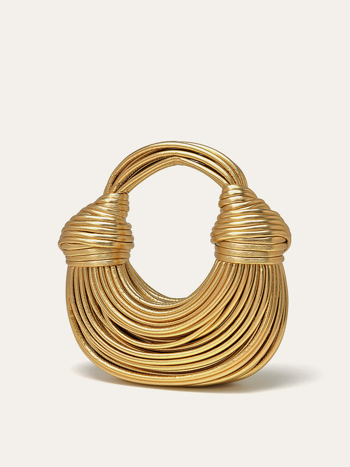 Şık Tarzda Sarılmış Altın Renkli El Çantası