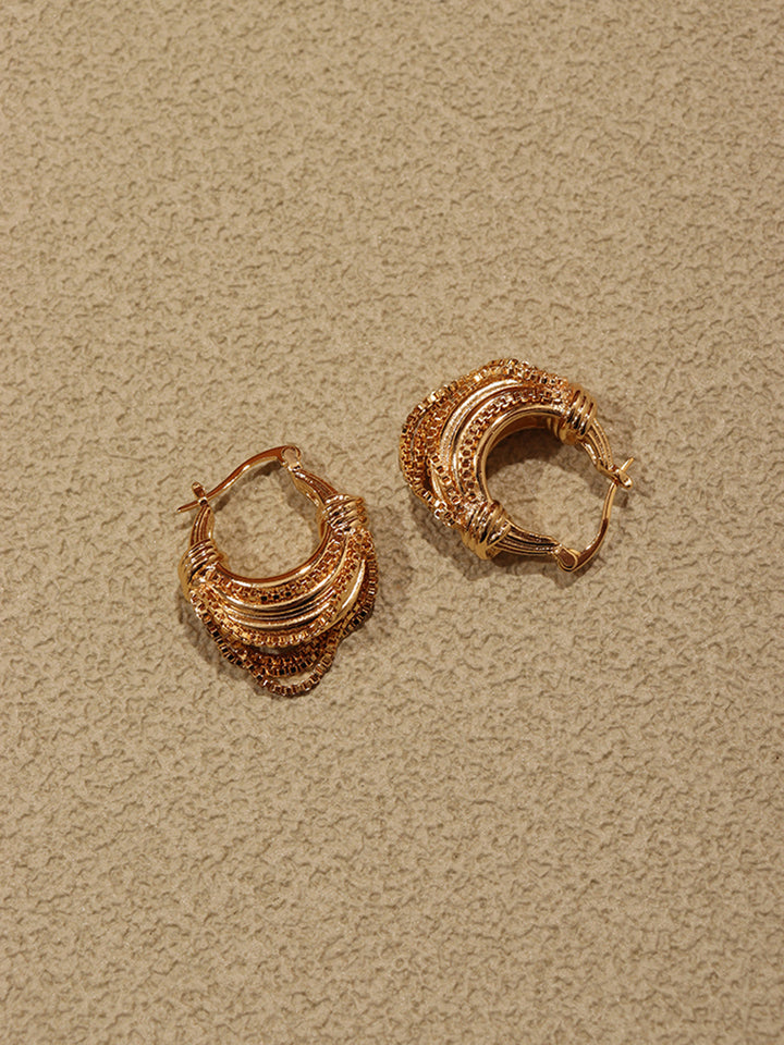 Şık Çok Katmanlı Altın Kaplama Halka Küpe