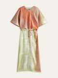 Gradient Satin Belted Midi Dress in Multicolor — Svelte Chic