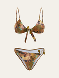 Floral Print Bikini Set in Brown in Brown — Svelte Chic