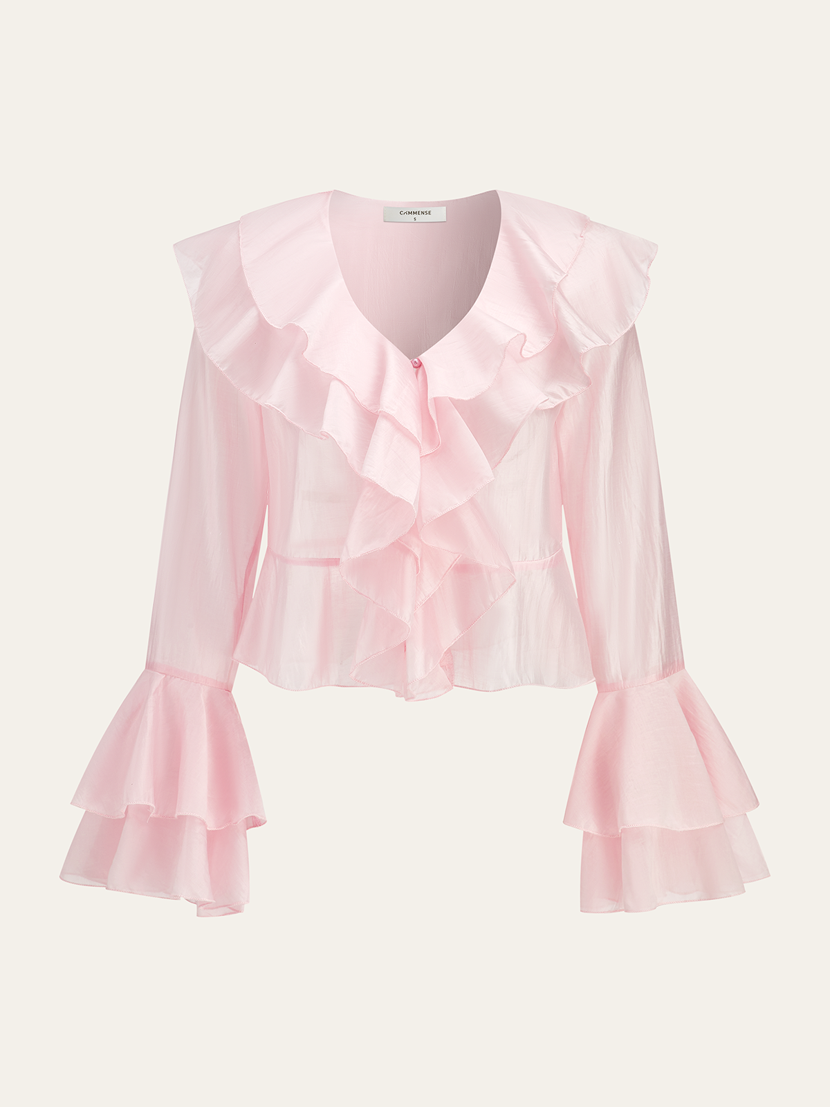 Ruffle V-Neck Knot Blouse — Svelte Chic