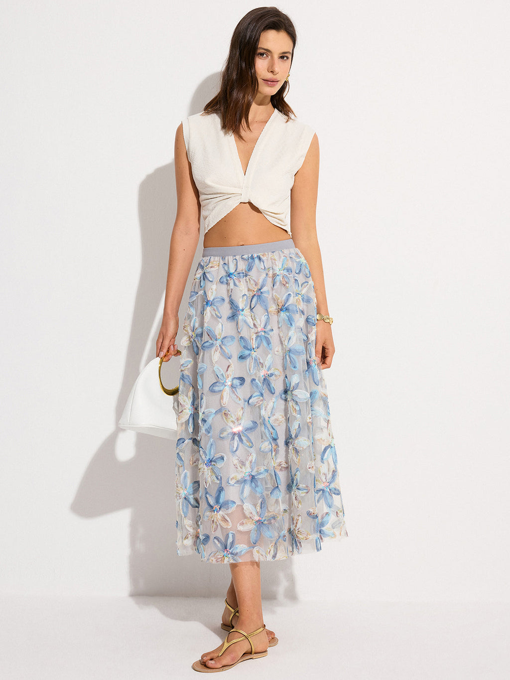 Floral Mesh Midi Skirt — Svelte Chic