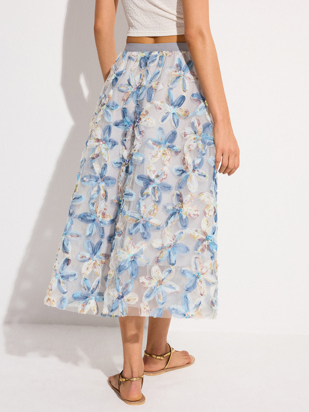 Floral Mesh Midi Skirt — Svelte Chic