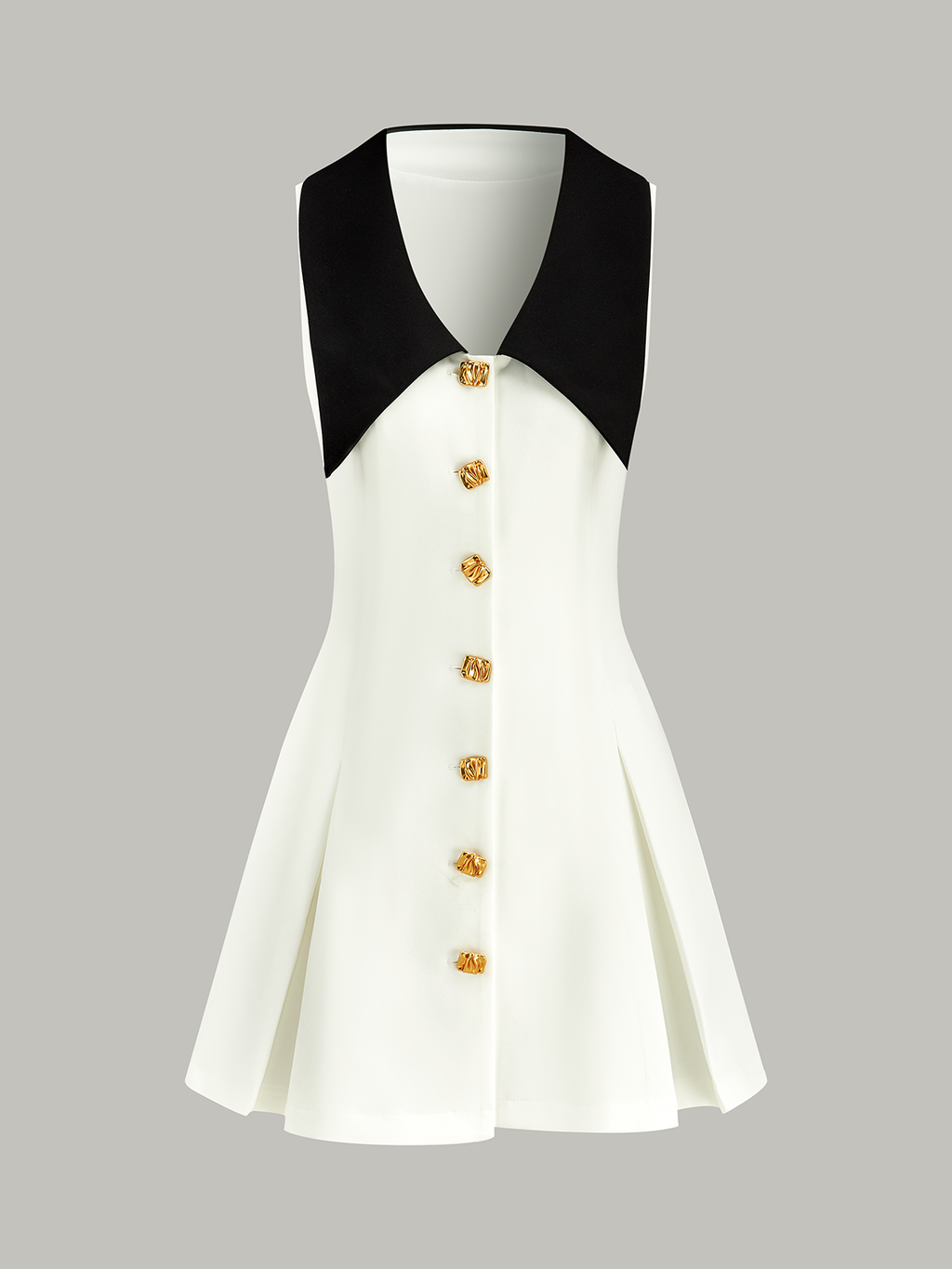 Gold Button Velvet Midi Dress in White — Svelte Chic