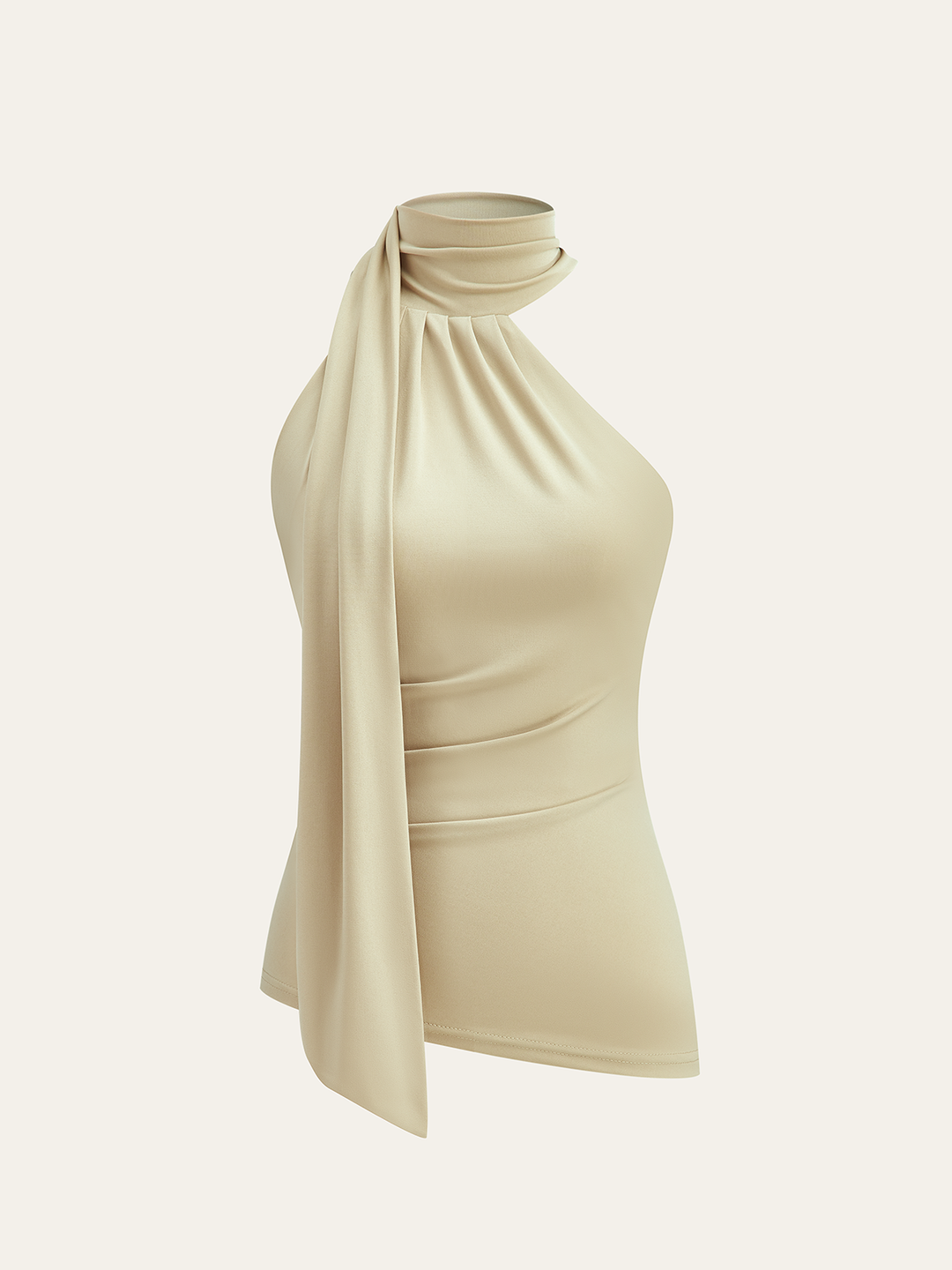 Trend Takipçi Boyun Bağlamalı Asimetrik Üst Kadife Düğüm Detaylı