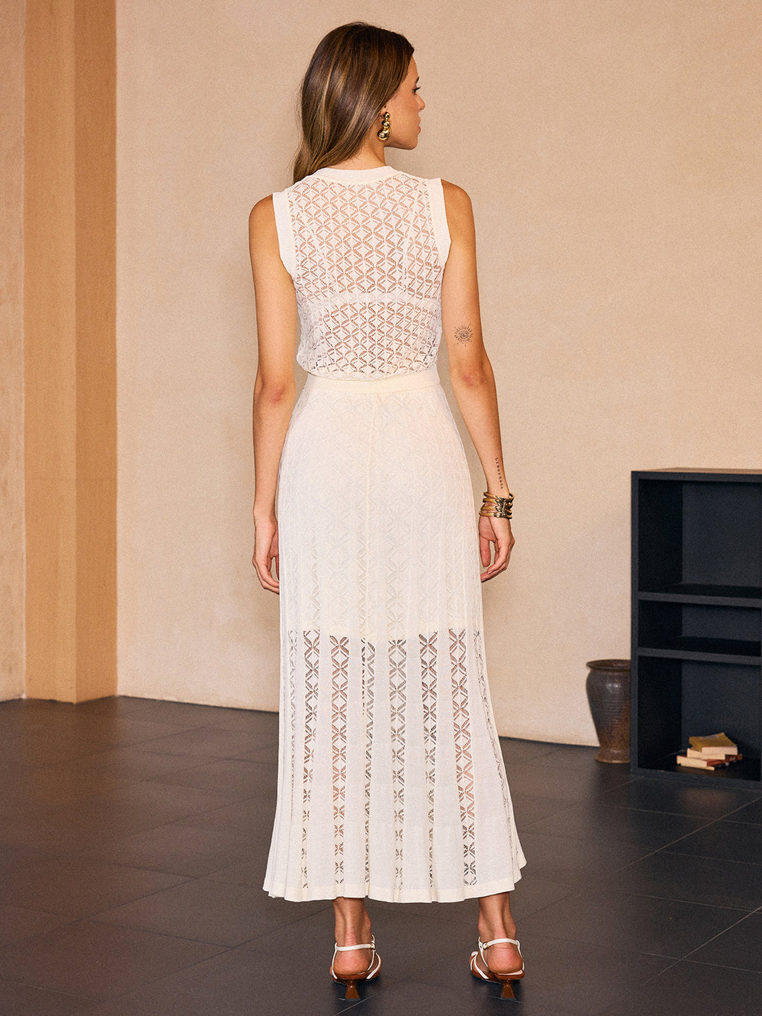 Kolsuz Jakarlı Örgü Etek Takımı