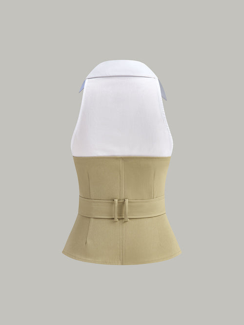 Belted Colour Block Sleeveless Top — Svelte Chic