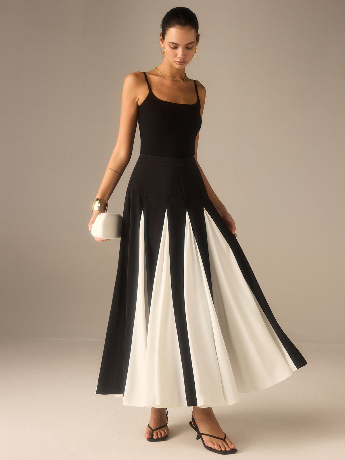 Colour Block Maxi Skirt in Black — Svelte Chic