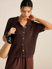 Kemikli Örgü Polo Yaka Hırka