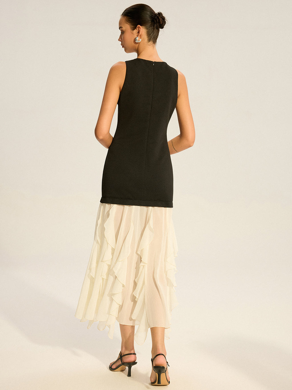 Semi-Sheer Tiered Chiffon Midi Dress — Svelte Chic
